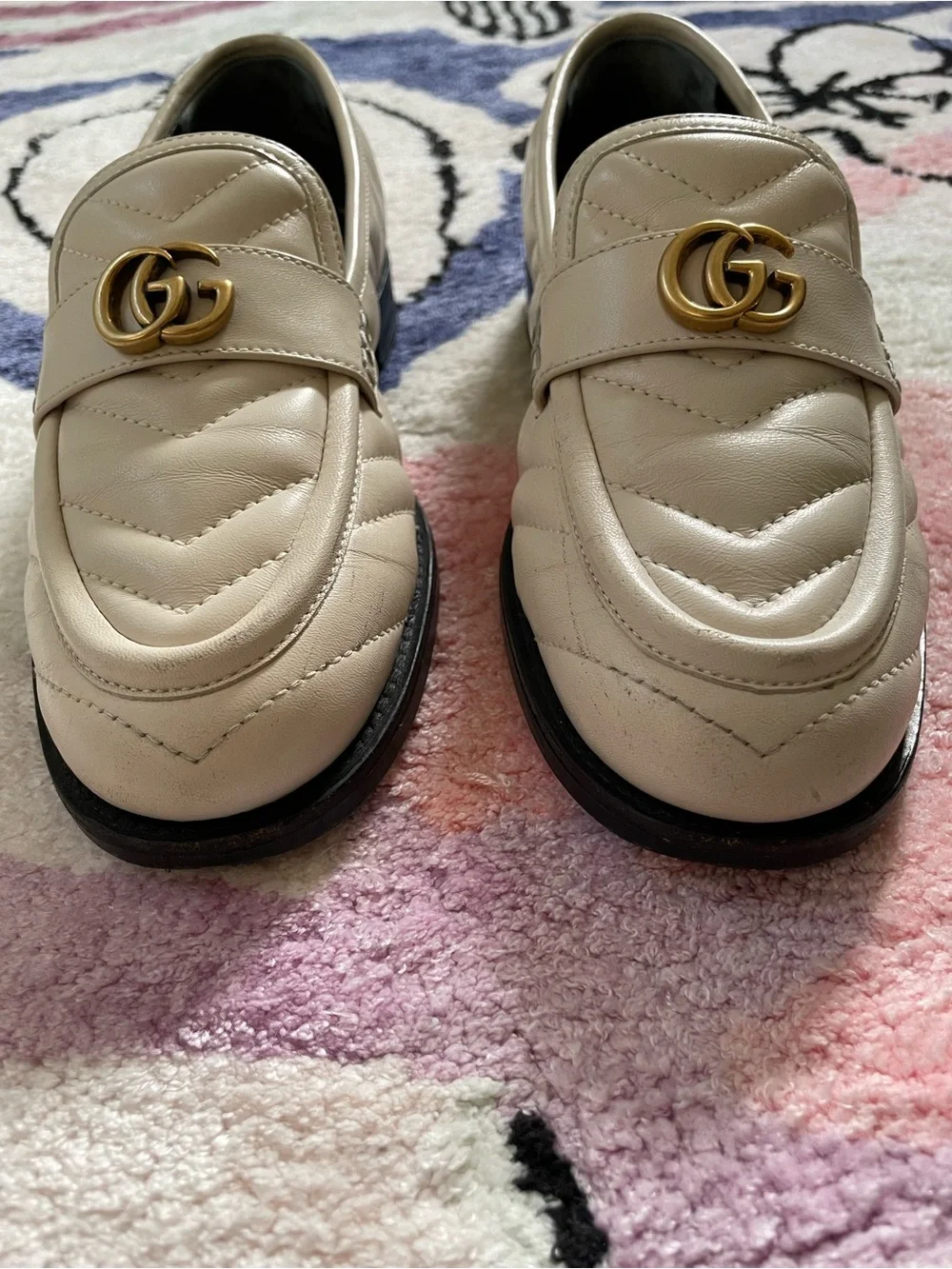 Gucci Marmont Matelasse loafers in ivory leather Women's 36 US 6